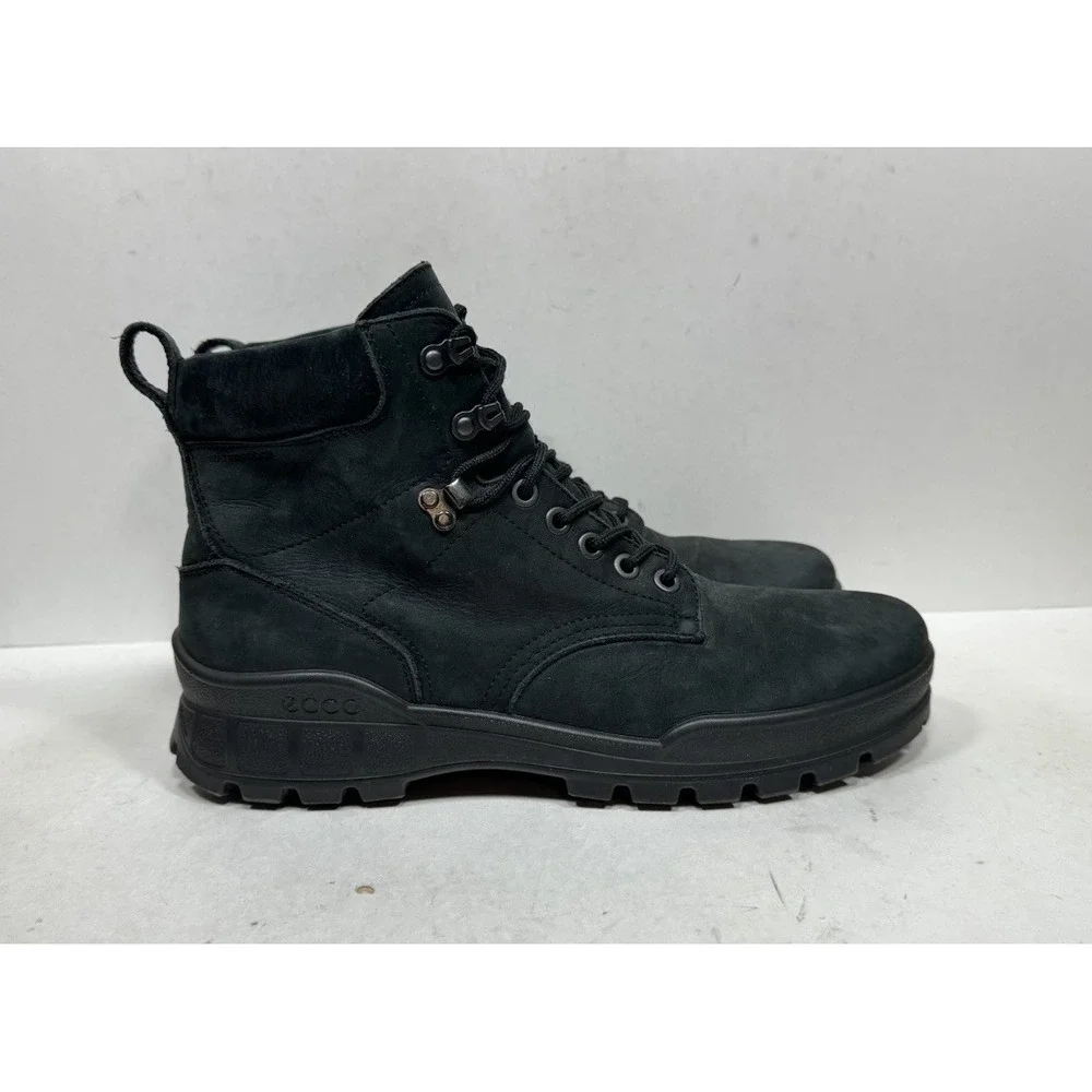 ECCO Track 25 High Boots Mens Size 11 Black Nubuck Waterproof Hiking Outdoor